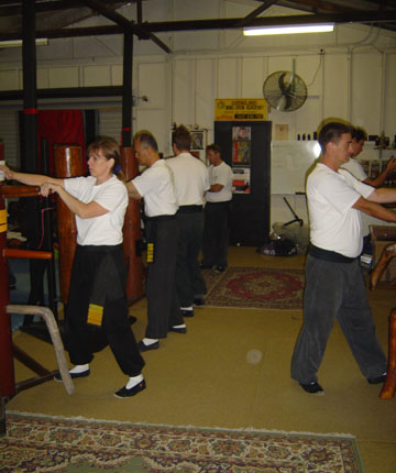 Wooden dummy training at academy